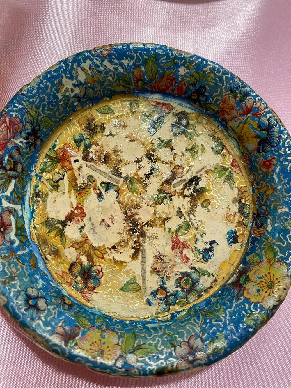 Hand-Painted Floral Round Box with Matching Coasters - Yellow Multicolor